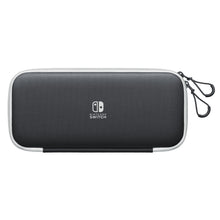 Nintendo Switch taske sort med hvid lynlås, to lynlåstræk og hvidt Nintendo Switch-logo til Switch og Switch OLED.