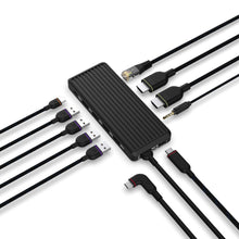 Unisynk USB-C-Hub 10 porte til dobbelt skærm Windows med HDMI, Ethernet, lydstik og opladning.