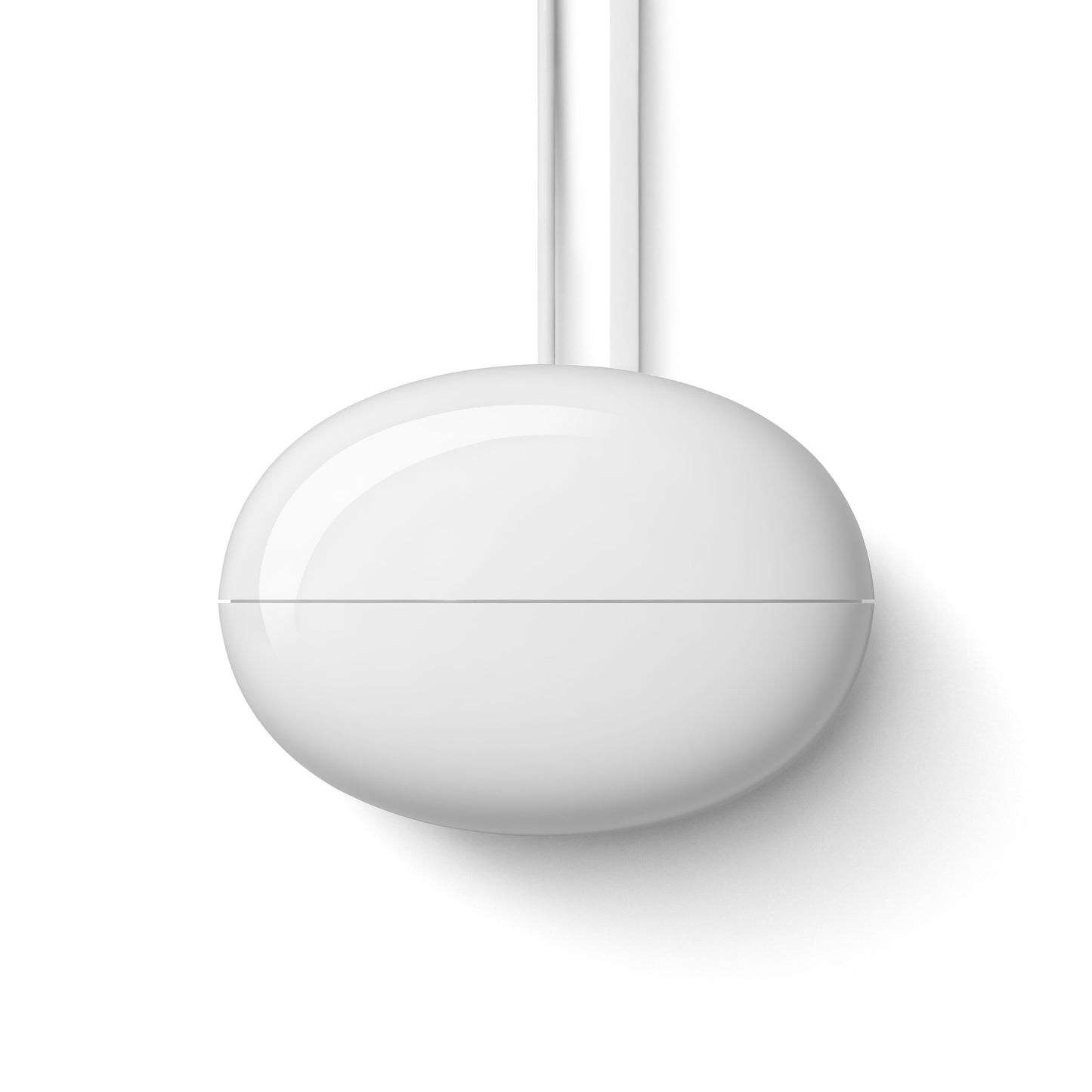 Google Nest Wifi Pro AXE4200 1-pack, oval form, blank overflade, vægmonteret med to lodrette kabler fra toppen.