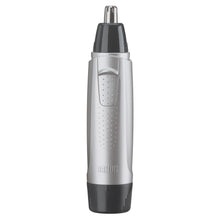 Braun Hygiejnetrimmer EN5010 i sølv og sort, oprejst.