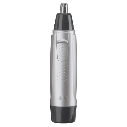 Braun Hygiejnetrimmer EN5010 i sølv og sort, oprejst.