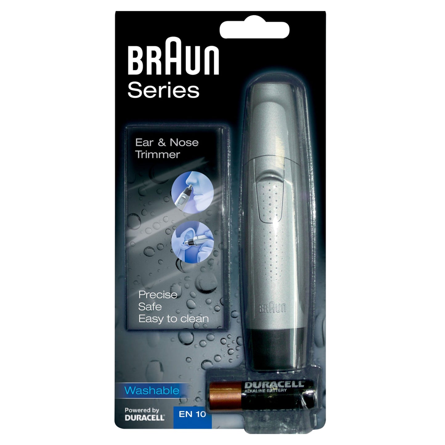 Braun Hygiejnetrimmer EN5010 ører og næse, vaskbar, inkl. Duracell-batteri.