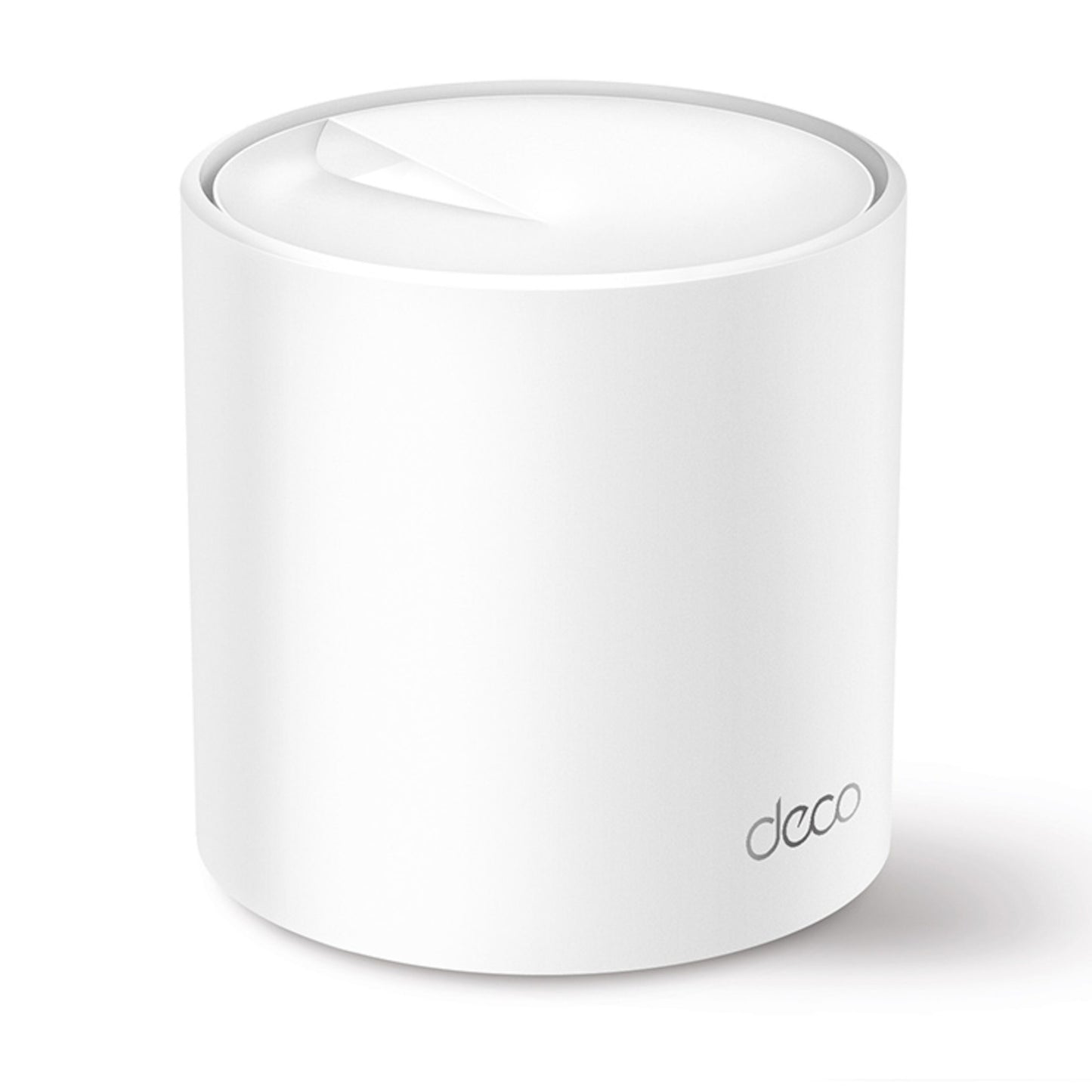 TP-Link Deco X60 V3.20 AX5400 WiFi 6 mesh-system 1-pakke, hvid cylinder med skrå top og "deco"-logo nederst.