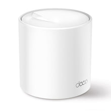 TP-Link Deco X60 V3.20 AX5400 WiFi 6 mesh-system 1-pakke, hvid cylinder med skrå top og "deco"-logo nederst.