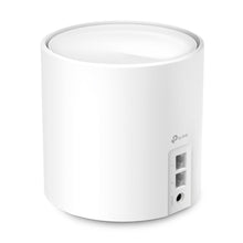 TP-Link Deco X60 V3.20 mesh AX5400 1-pak hvid WiFi 6 router, cylinderformet med to Ethernet-porte og strømindgang.