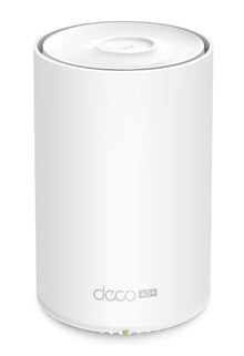 TP-Link Deco X50-4G 4G+ AX3000 router, cylindrisk design med Deco logo nederst, mesh-netværk, WiFi 6.