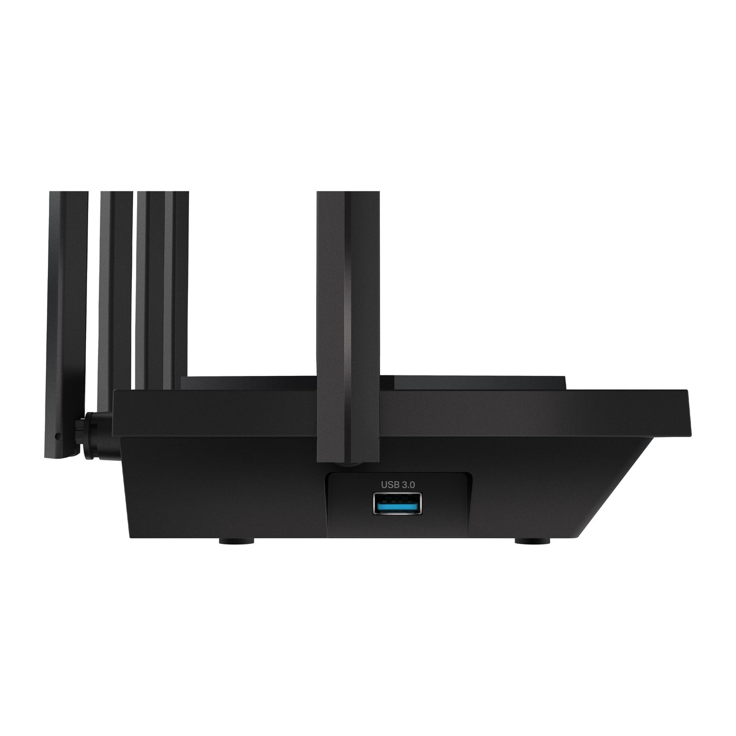 TP-Link Archer AXE75 router sort, Wifi 6E, flere antenner, front USB 3.0 port, hastigheder op til 5400 Mb/s.