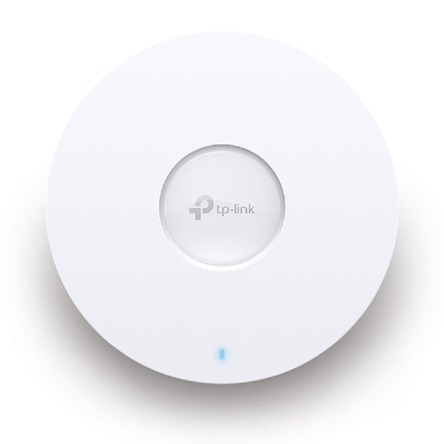 TP-Link Omada EAP670 Wifi 6 Access Point AX5400 hvid rund enhed med TP-Link logo midt og lille blå LED indikator nederst.