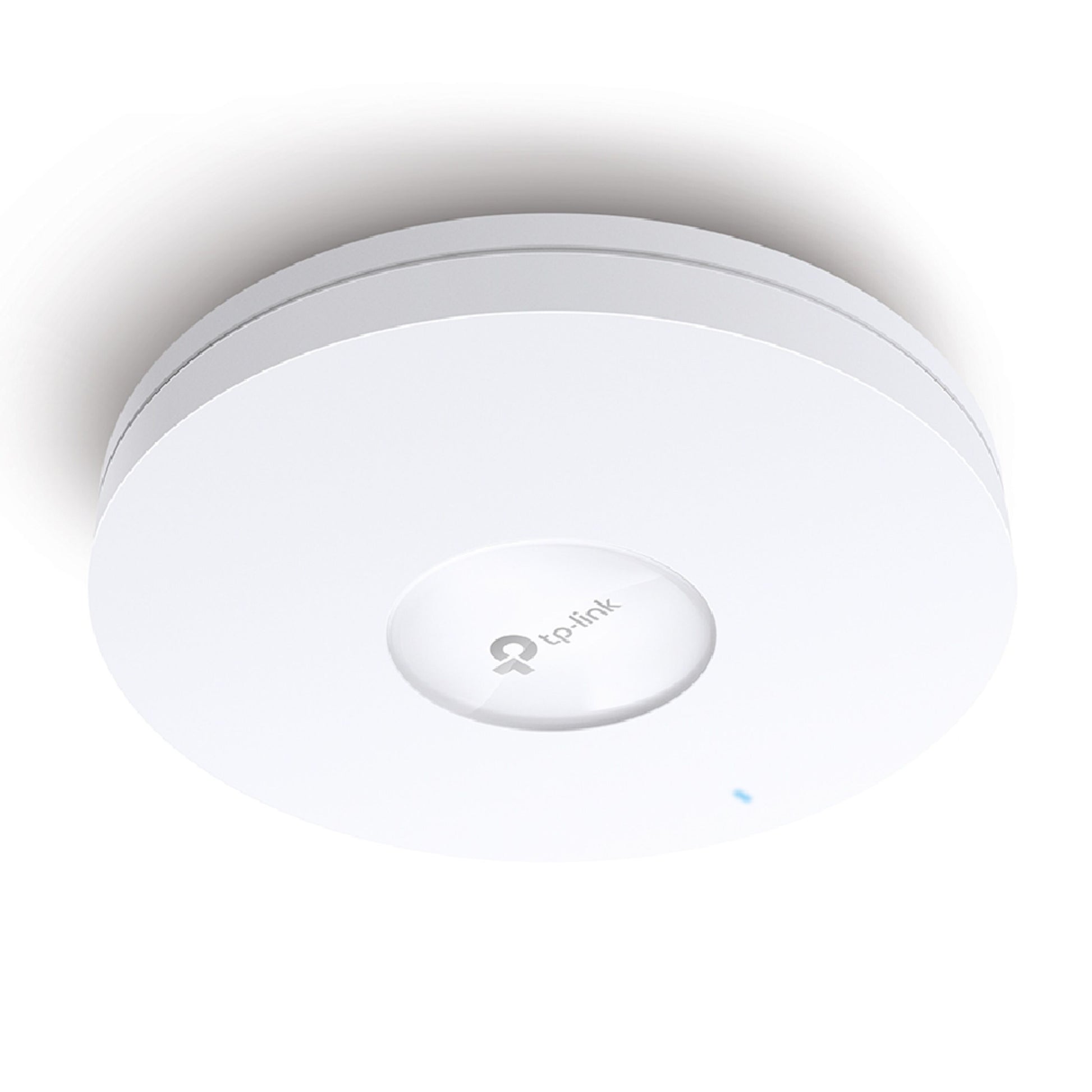 TP-Link Omada EAP670 AX5400 WiFi 6 access point, hvid cirkulær, loftmonteret med TP-Link logo og LED indikator.