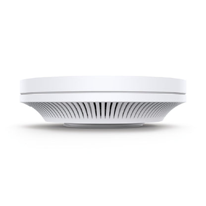 TP-Link EAP670 WiFi 6 Access Point AX5400, hvid, rund med flad top og ventilerede sider.