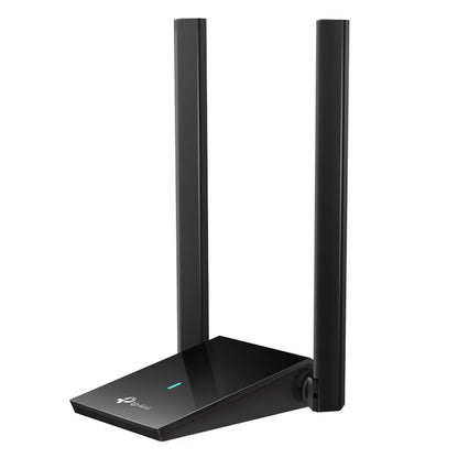 TP-Link Archer TX20U Plus netværkskort AX1800 sort WiFi 6 USB, to oprette antenner, blå frontindikator, WPA3-sikkerhed.