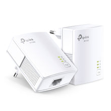 TP-Link TL-PA7017 KIT Homeplug 1 Gb/s 2-pakke med to adaptere, LED-indikatorer og Ethernet-porte.