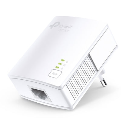 TP-Link TL-PA7017 KIT Homeplug 1 Gb/s 2-pak, Ethernet-port, tre LED-indikatorer, Pair-knap, direkte i stikkontakt.