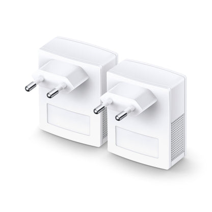 TP-Link TL-PA7017 KIT Homeplug 1 Gb/s 2-pak, til at tilpasse med europæiske stik, frontpanel og sideventiler.