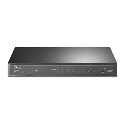 TP-Link TL-SG2008P gigabit switch, sort, 8 porte inkl. 4 PoE+, LED-indikatorer, Ethernet-switch.