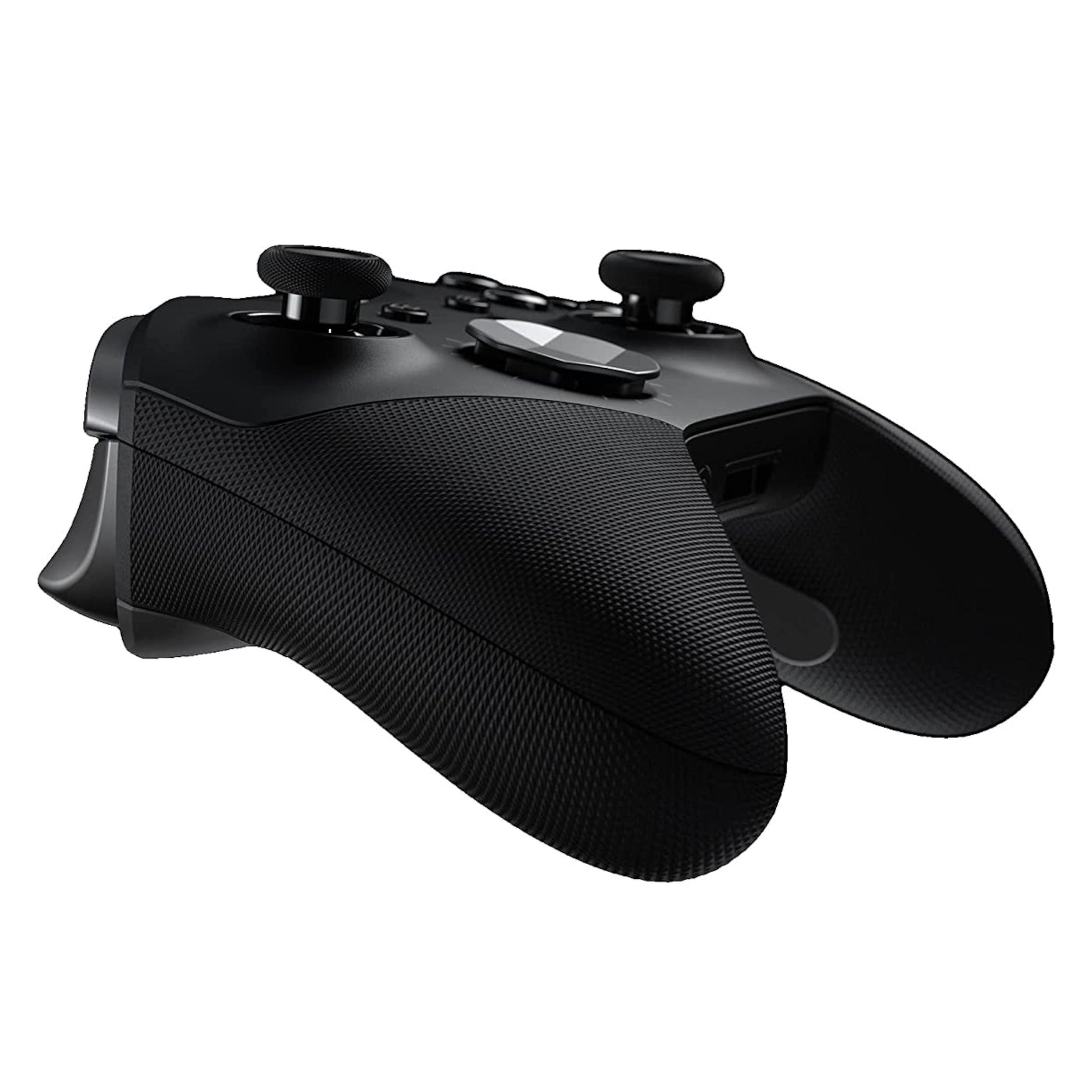 Xbox Elite Series 2 Trådløs controller med tekstureret greb, tommelfingersticks og knapper sat tæt på i vinkel.