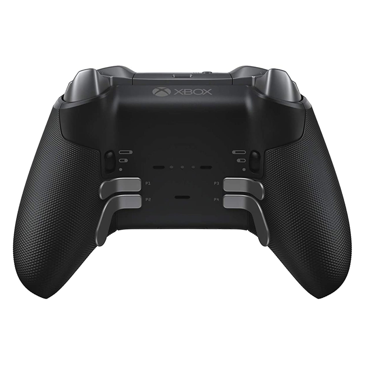Xbox Elite Series 2 Trådløs controller sort bagfra med tekstureret greb og fire sølv paddles monteret under bunden.