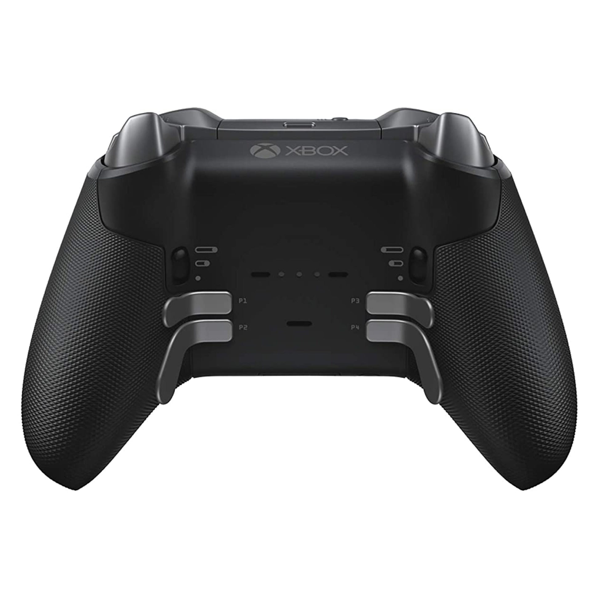 Xbox Elite Series 2 Trådløs controller sort bagfra med tekstureret greb og fire sølv paddles monteret under bunden.