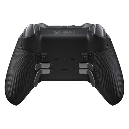 Xbox Elite Series 2 Trådløs controller sort bagfra med tekstureret greb og fire sølv paddles monteret under bunden.