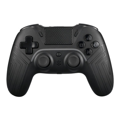 Deltaco Trådløs håndkontrol PS4/PC Sort, tekstureret greb, to analoge pinde, D-pad, fire knapper og touchpad set oppefra.