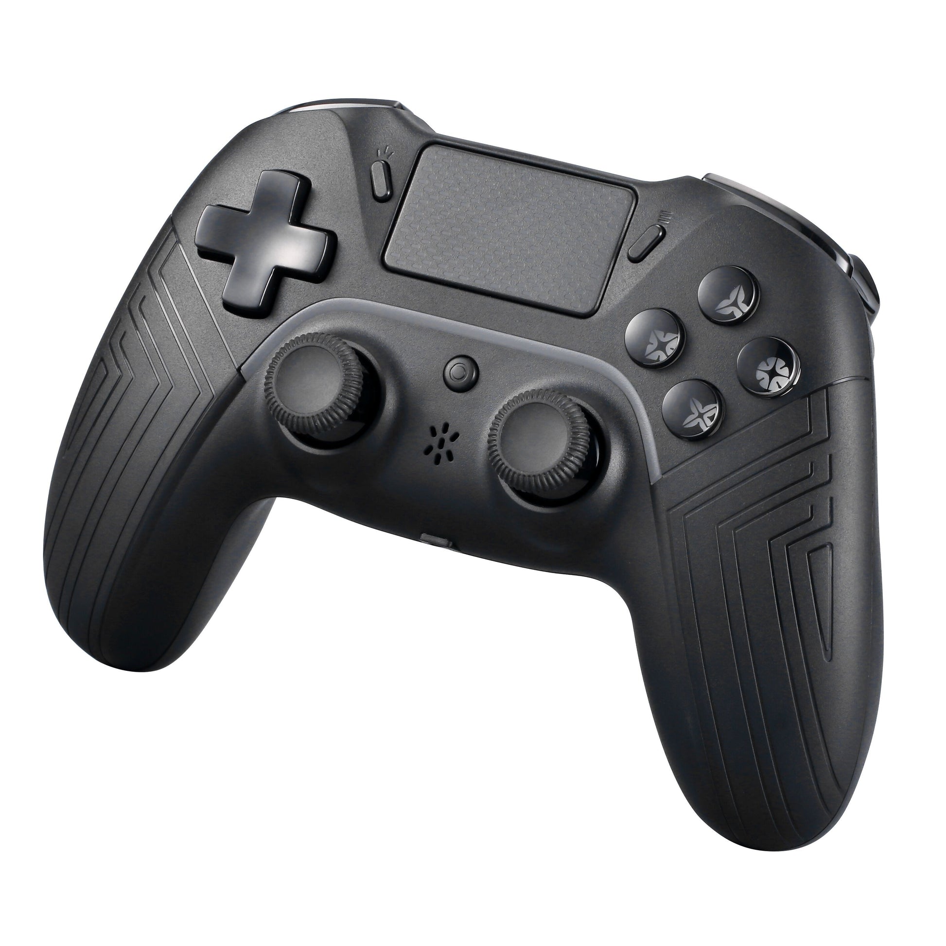 Deltaco Gaming trådløs controller til PS4/PC, sort, til joysticks, d-pad, fire knapper og touchpad.