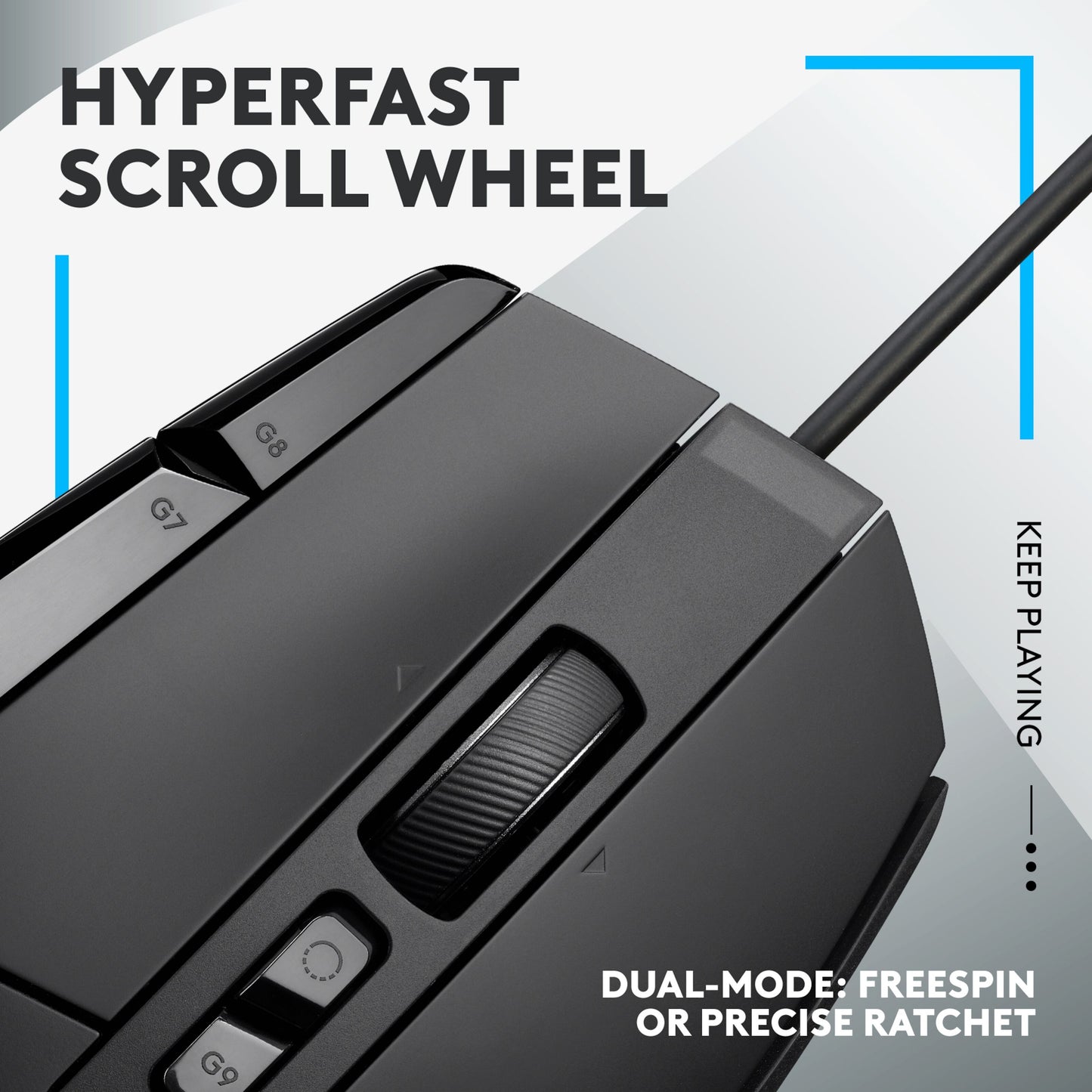 Logitech G502 X gamingmus sort, Hyperfast Scroll Wheel med dual-mode, avanceret HERO 25K sensor.