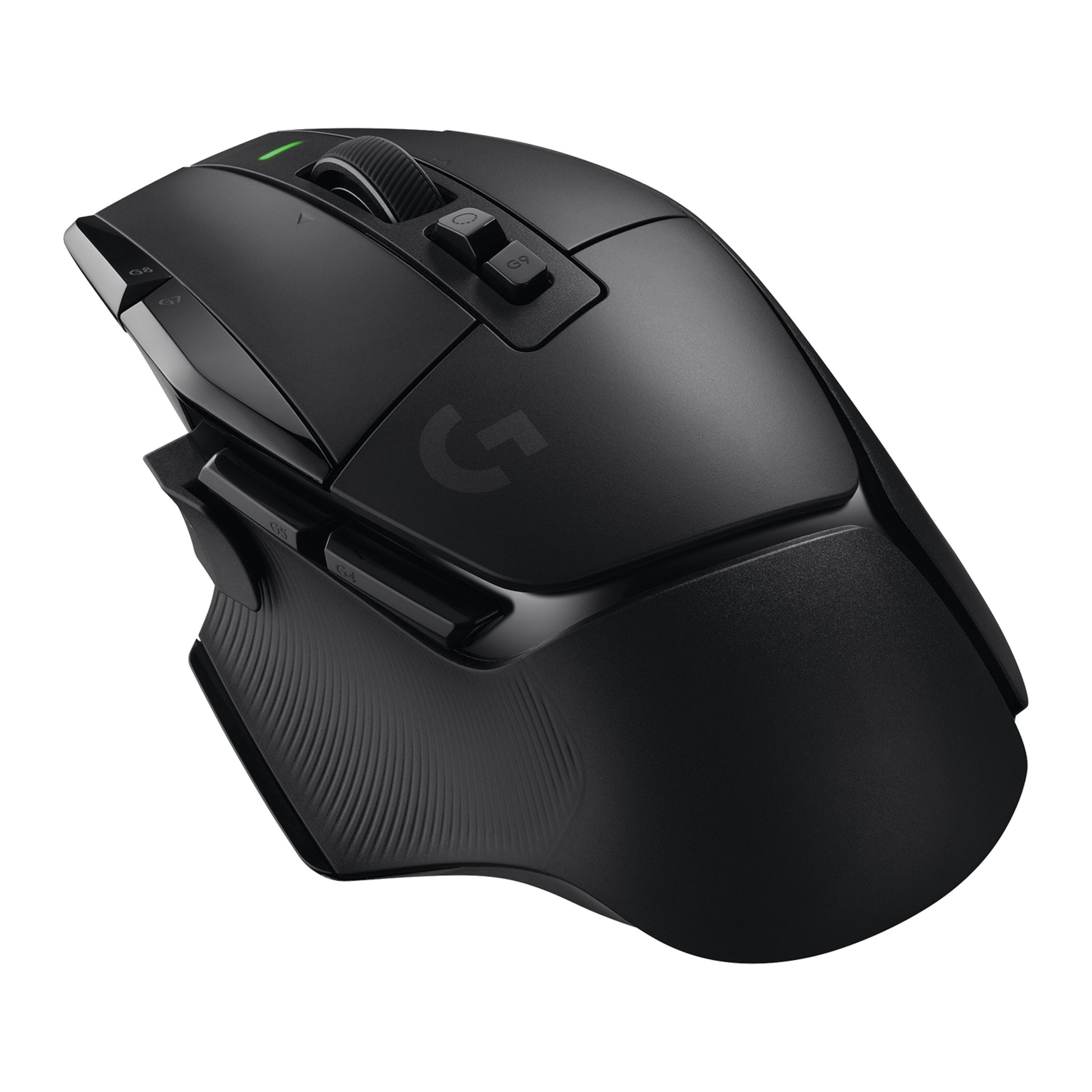 Logitech G502 X Lightspeed trådløs gamingmus sort med flere knapper, rullehjul, tekstureret greb, Logitech G-logo.
