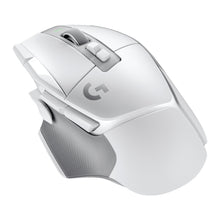 Logitech G502 X Lightspeed trådløs gamingmus hvid med scrollhjul, flere sideknapper, tekstureret greb og G-logo.