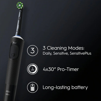 Oral-B Vitality Pro elektrisk tandbørste med 3 rengøringstilstande, 4x30 sek timers funktion og langtidsholdbart batteri.