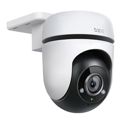 TP-Link Tapo C500 trådløst overvågningskamera, domeformet, sort/hvid, vægmonteret, 1080p, TP-Link logo synligt.