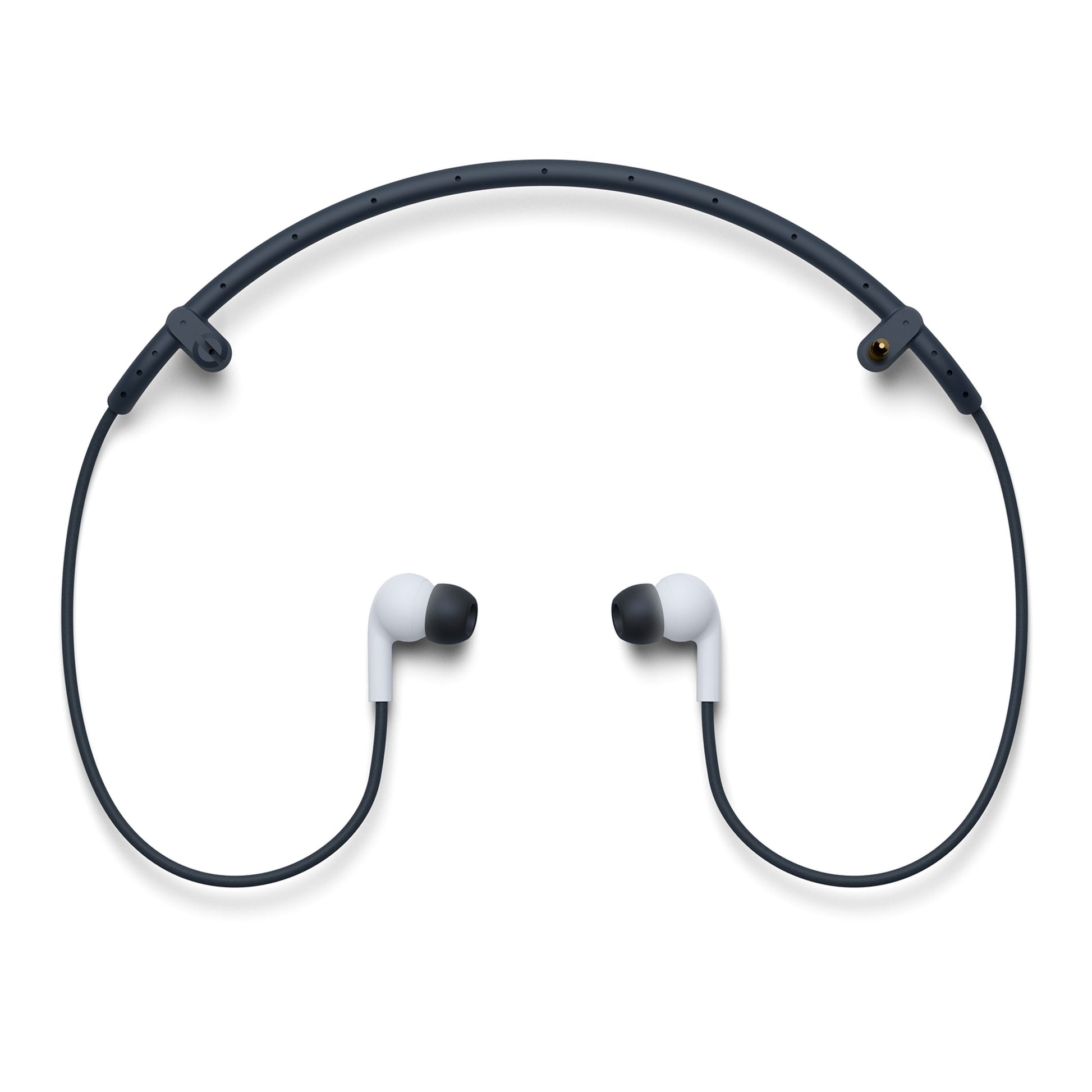 Sony PlayStation VR2 trådløse in-ear høretelefoner, sort nakkebøjle, hvide ørepropper, til PS5 og PlayStation VR2.