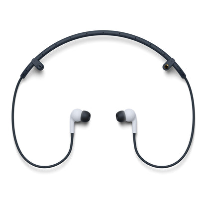 Sony PlayStation VR2 trådløse in-ear høretelefoner, sort nakkebøjle, hvide ørepropper, til PS5 og PlayStation VR2.