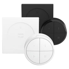 Philips Hue Tryk og Drejeknap Fjernbetjening hvid, fire-knaps smart home lysstyring.