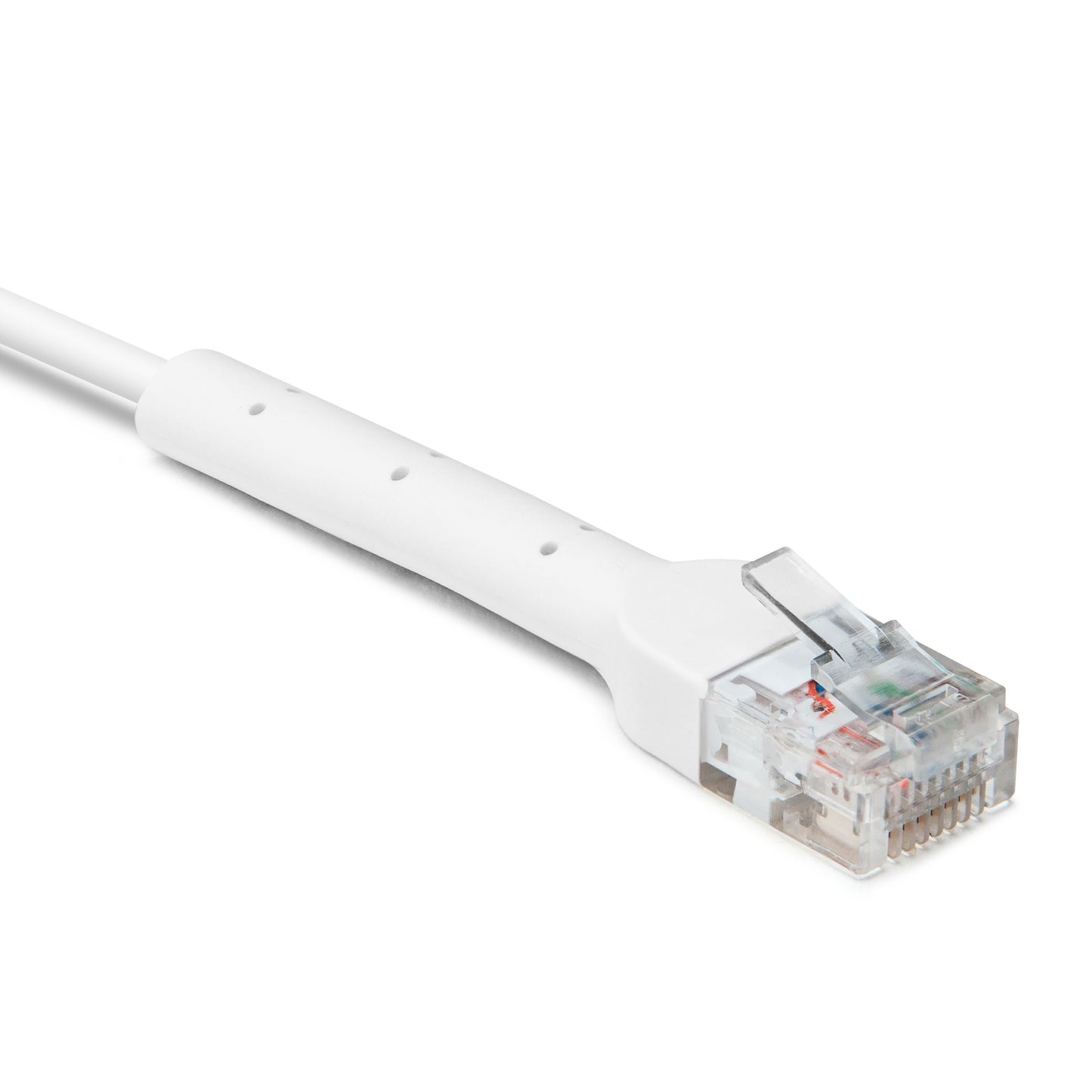 Luxorparts fleksible UTP-netværkskabel Cat.6 0,5 m med klar RJ45-stik og synlige farvede ledninger.