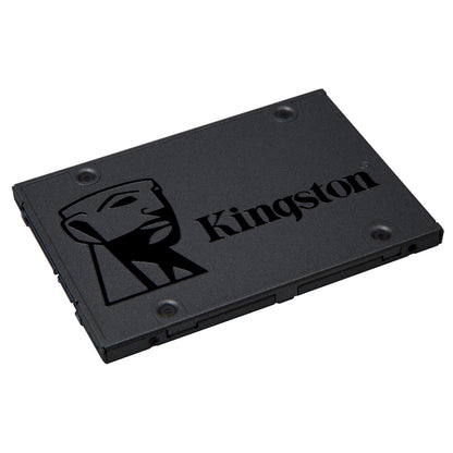 Kingston A400 SSD 480GB med Kingston-logo og brandnavn, synlig kapacitet 480GB.
