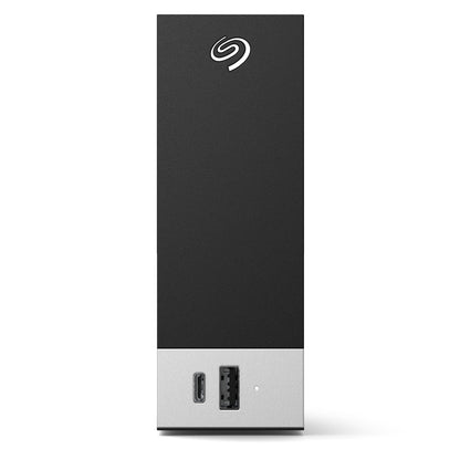 Seagate One Touch Desktop ekstern harddisk 8TB i sort og sølv, Seagate-logo øverst, med USB-C og USB-A port.