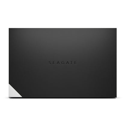 Seagate One Touch Desktop ekstern harddisk 8TB, sort rektangulær, Seagate logo centralt, hvid detalje nederst til venstre.