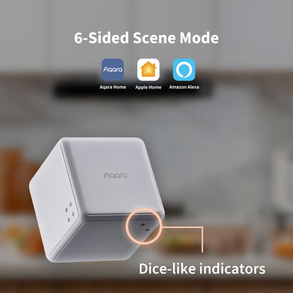 Aqara Cube T1 Pro hvid med terningprikker, 6-Sided Scene Mode, kompatibel med Aqara Home, Apple Home, Alexa, ZigBee 3.0.