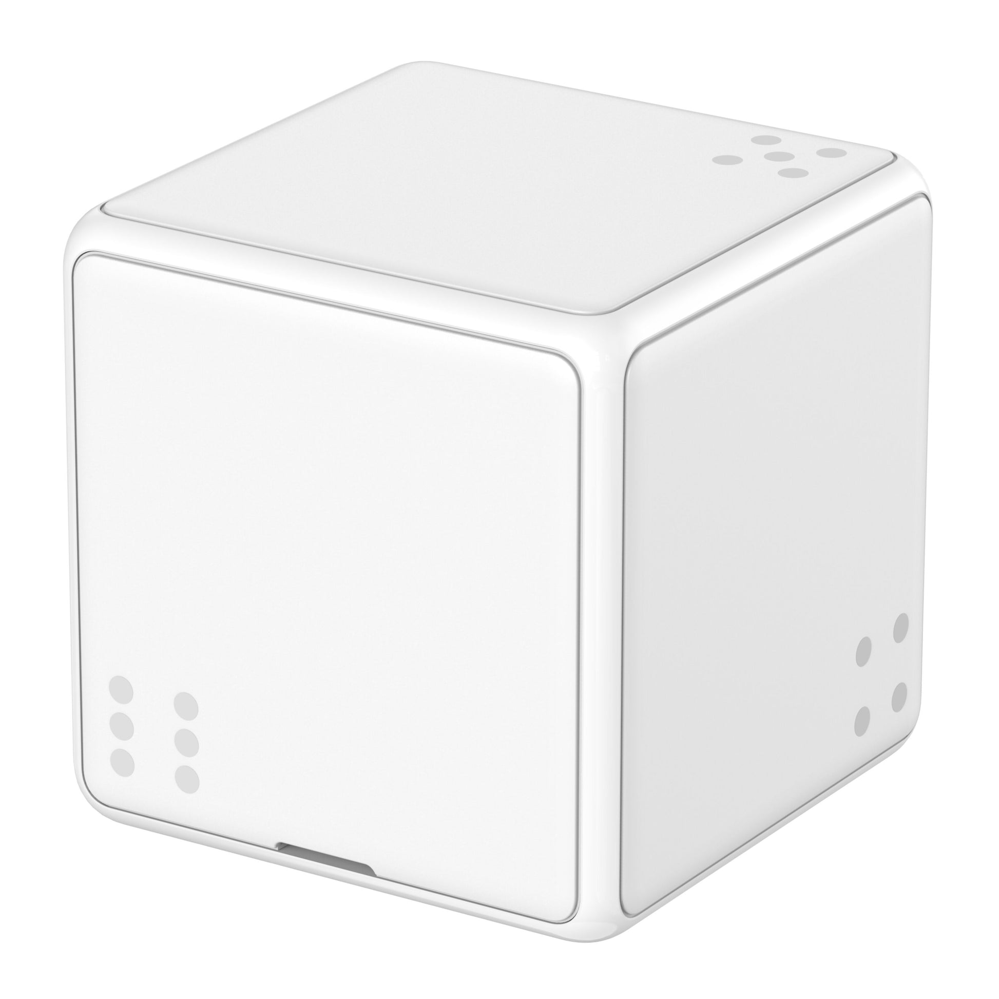 Aqara Cube T1 Pro hvid kube med afrundede hjørner og taktile prikker på tre sider, understøtter ZigBee 3.0.