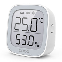 TP-Link Tapo T315 smart termometer og hygrometer med LCD-skærm, viser 25,0°C og 53,0 luftfugtighed, tapo-logo.