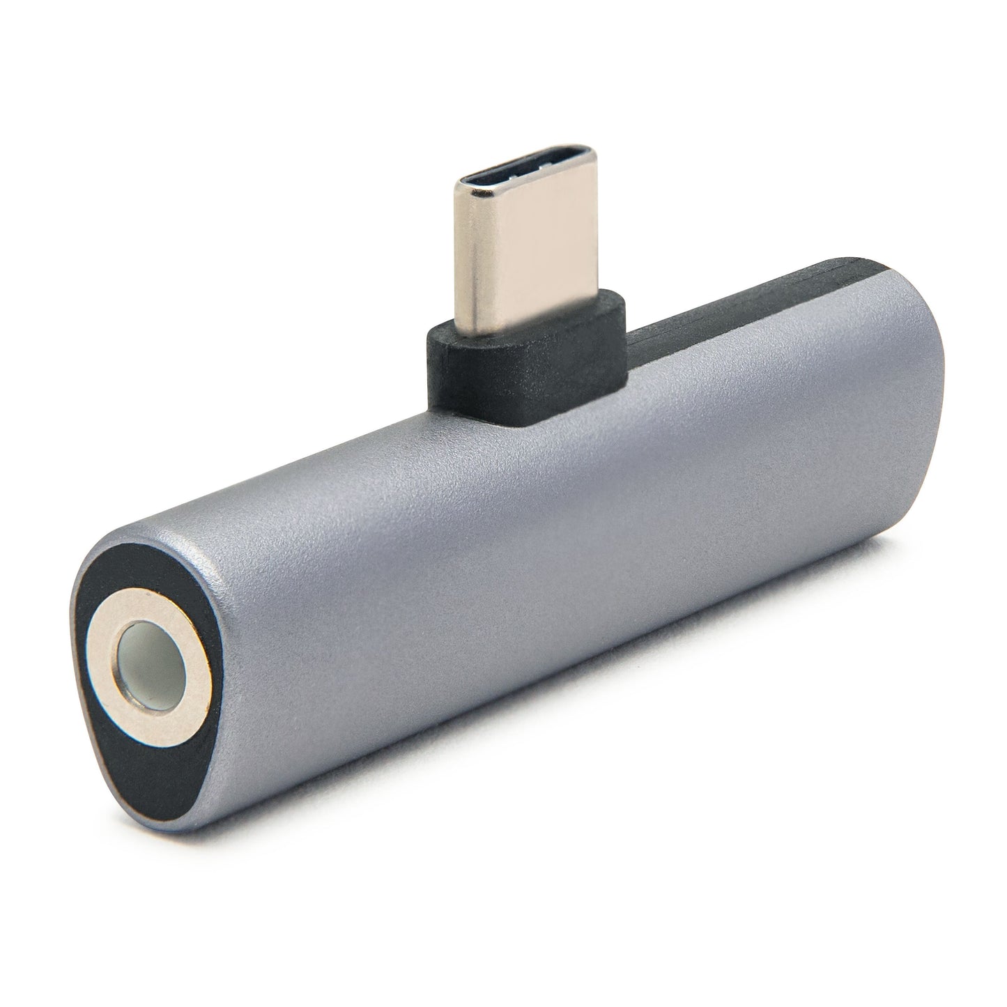 Linocell USB-C til USB-C og 3,5 mm lydadapter metallic-grå, til hovedtelefoner på enheder uden hovedtelefonstik.