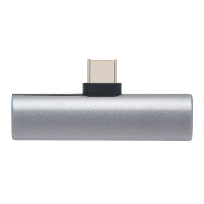 Linocell USB-C til USB-C og 3,5 mm lydadapter, cylindrisk sølvdesign med USB-C stik i toppen til opladning og lyd.