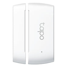 TP-Link Tapo T110 magnetsensor til døre eller vinduer, rektangulær med to dele og Tp-Link-logo.