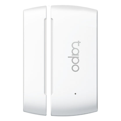 TP-Link Tapo T110 magnetsensor til døre eller vinduer, rektangulær med to dele og Tp-Link-logo.