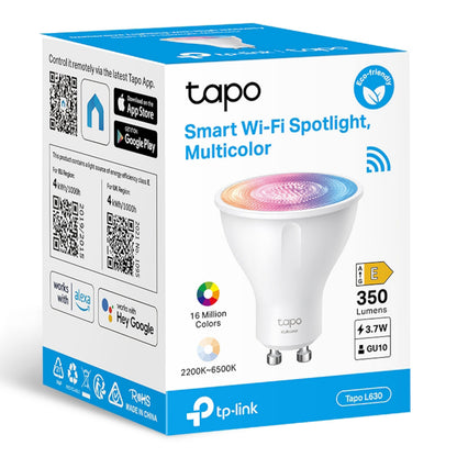 TP-Link Tapo L630 Smart RGB LED-pære GU10 3.7W 350 lumen 16 mio farver (2200K-6500K) kompatibel med Alexa Google Home.