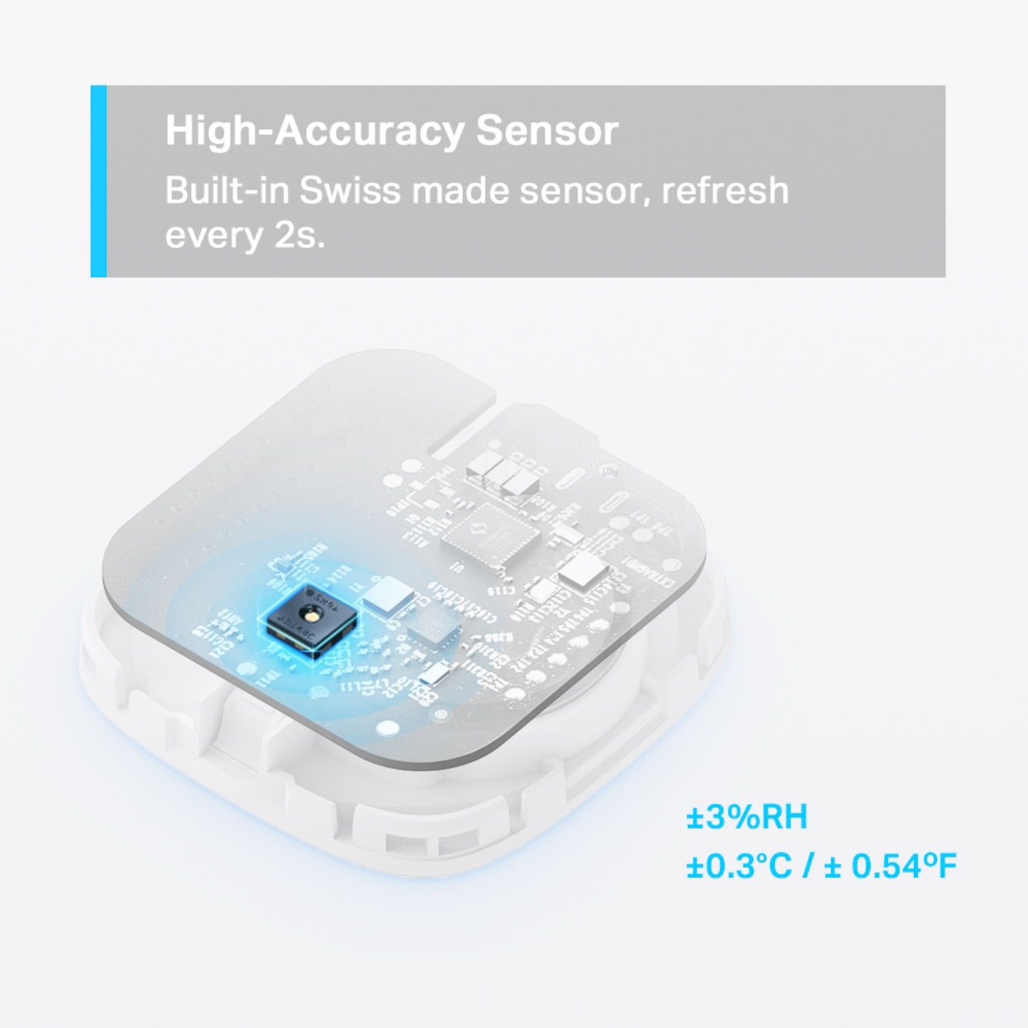 TP-Link Tapo T310 termometer og hygrometer med schweizisk sensor, 2 sek opdatering, nøjagtighed ±3RH/±0,3°C.