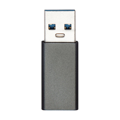 Plexgear Adapter USB-A til USB-C, metallic kabinet, synlig USB-stikdetalje.