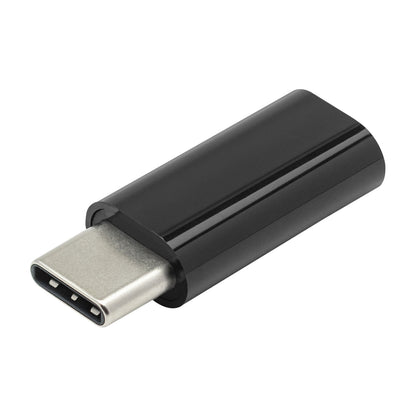 Plexgear Adapter Micro-USB til USB-C, sort, kompakt hus med USB-C og Micro-USB stik til opladning og data.