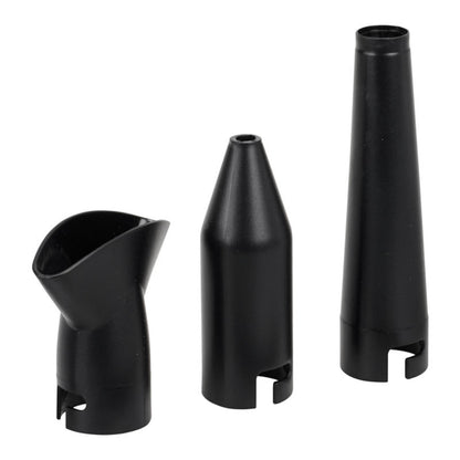 Sæt med tre slags plastføn-dyser: bredt mundstykke, smalt mundstykke og rund konisk adapter til CompuCleaner Xpert.