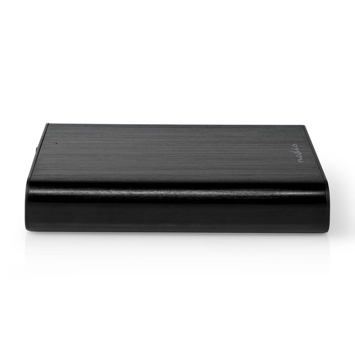 Nedis harddiskkabinet 3,5" USB-C 3.2 Gen 1 sort metal, til 3,5" SATA, frontvisning med Nedis-logo øverst.